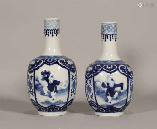 Pair Blue and White Vases Guangxu Style