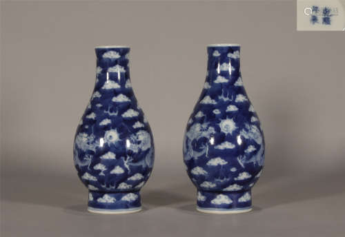 Pair Blue and White Vases Qianlong Style