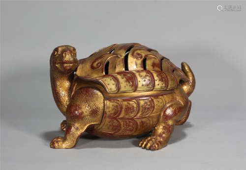 Gilt Bronze Turtle Shaped Censer Qing Style