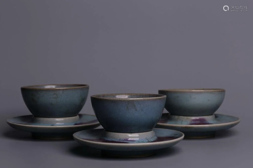 Chinese Jun Ware Cup and Plate Set