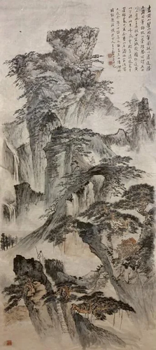 Chinese Ink Color Landscape Painting,Signed