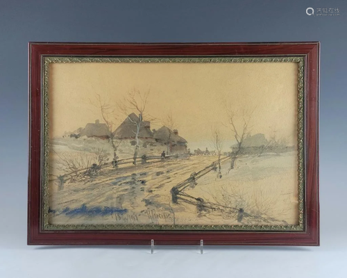 Antique Russian N.Prokofiev Watercolor