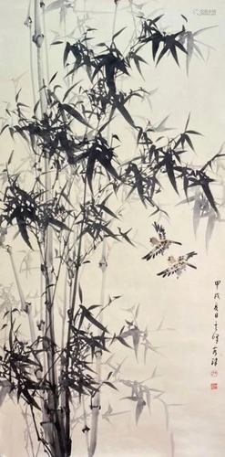 Bamboo, Chinese Ink Color Painting,Signed