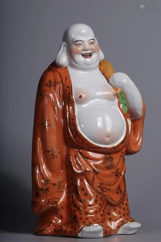 Chinese Famille Rose Porcelain Buddha,Mark