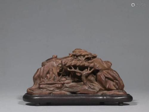 Chinese Natural Burl Wood Carved Mountain