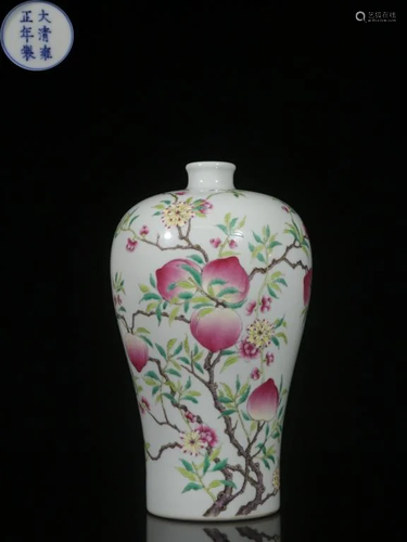 Chinese Hand Paint Famille Rose Vase,Mark