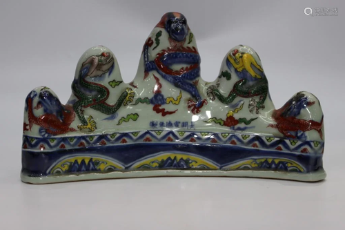 Chinese Wucai Porcelain Brush Holder,Mark