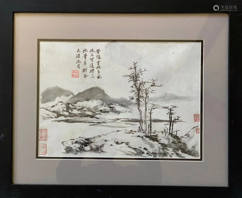 Chinese Ink Color Landscape Painting,Signed