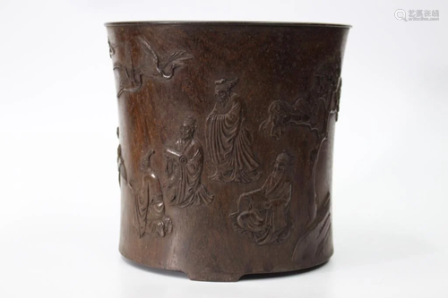 Chinese Wood Carved Brushpot