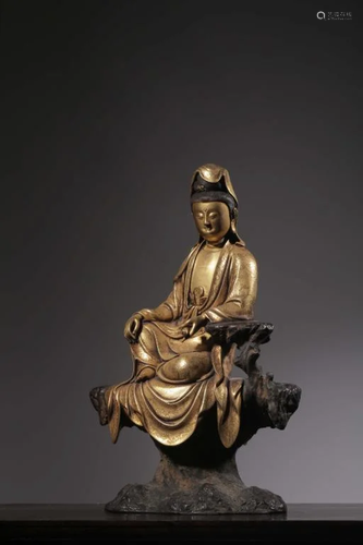 Qing Chinese Gilt Bronze Guanyin