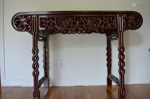 A Carved Hongmu Side Table