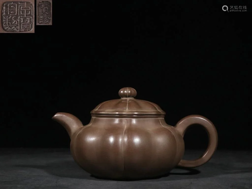 Chinese Hand Carved Zisha Teapot,Mark