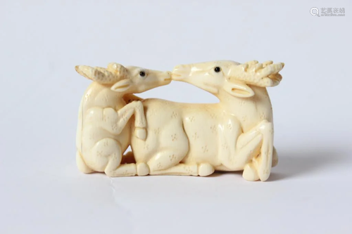 Japanese Bone Carved Deer