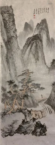 Chinese Ink Color Landscape Painting,Signed