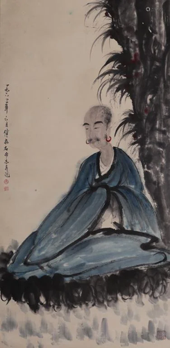 Chinese Ink Color Painting w Calligraphy