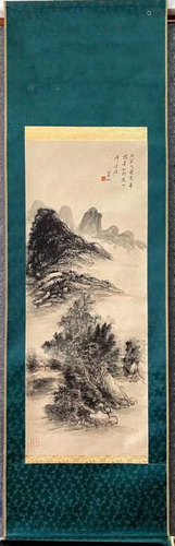 Chinese Ink Color Scroll Painting,Signed