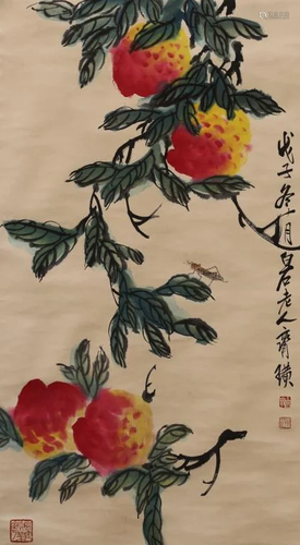 Chinese Ink Color Painting w Calligraphy