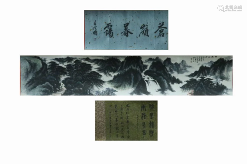 Chinese Ink Color Landscape Scroll