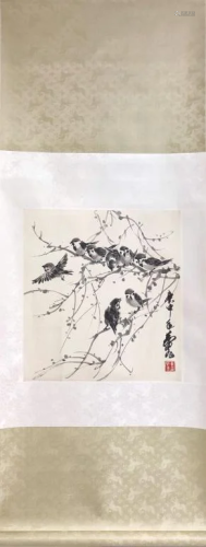 Chinese Ink Color Scroll Painting,Signed