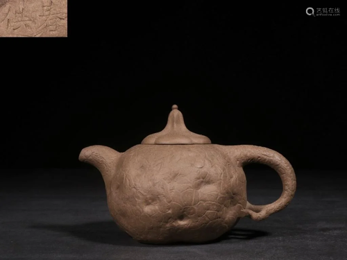 Chinese Hand Carved Zisha Teapot,Mark