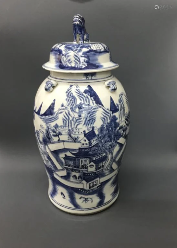 Chinese Blue and White Porcelain Lid Jar