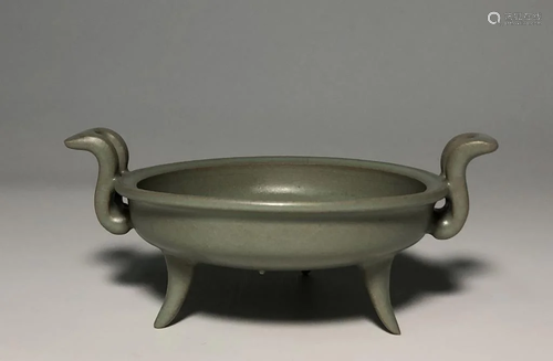 Chinese Celadon Glazed Footed Censer