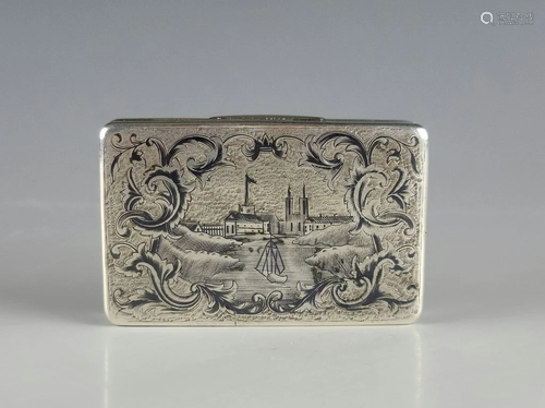 19C Russian Silver Niello Snuff Box