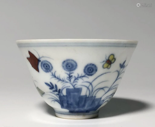 Chinese Doucai Porcelain Cups,Mark