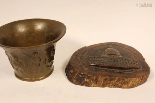 Wood Carving&Italian Bronze Montero Cup