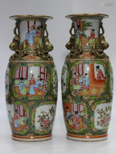 Pair of Rose Medallion Porcelain Vases