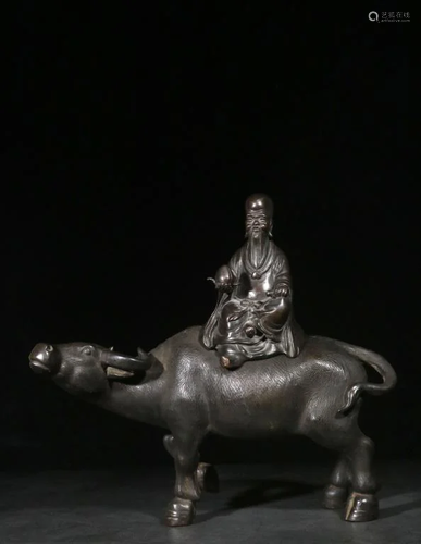 Chinese Bronze Shou figural Ride on Buffalo