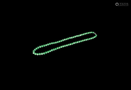 翡翠满绿圆珠形项链