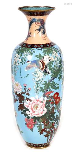 A LARGE MEIJI PERIOD JAPANESE CLOISONNE HALL VASE