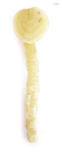 A LATE 19TH CENTURY CHINESE CARVED JADE SCEPTRE