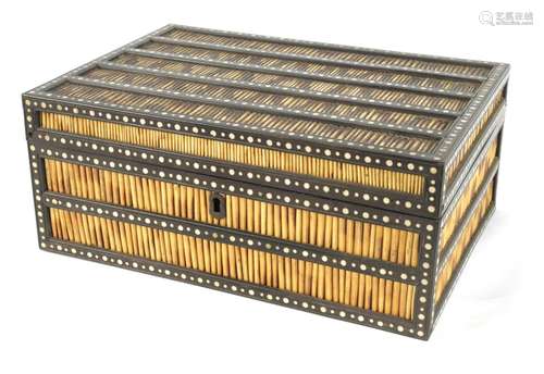 † A 19TH CENTURY ANGLO INDIAN PORCUPINE QUILL WORKBOX