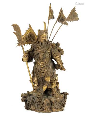 A 20TH CENTURY BRONZE FIGURE OF A CHINESE WARRIOR