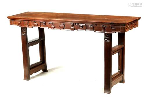 A 19TH CENTURY CHINESE HARDWOOD ALTAR TABLE