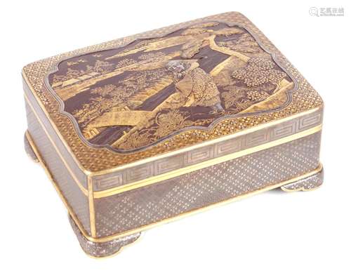 A LARGE JAPANESE MEIJI PERIOD MIXED METAL INLAID IRON BOX