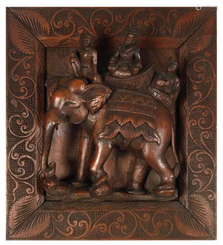 A LATE 19TH CENTURY CARVED INDIAN WALL PLAQUE