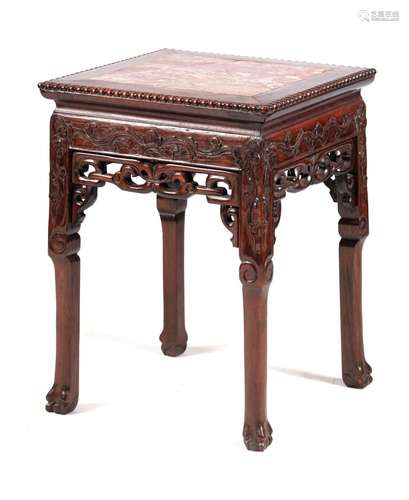 A 19TH CENTURY CHINESE HARDWOOD SQUARE JARDINIERE STAND