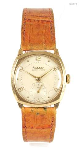 A GENTLEMAN'S VINTAGE 9CT GOLD ROTARY WRISTWATCH