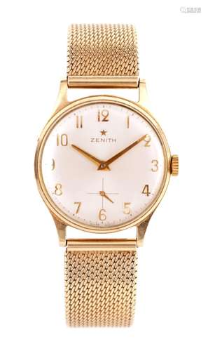 A GENTLEMAN'S 1970'S 9CT GOLD ZENITH WRISTWATCH