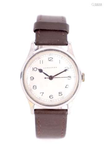 A GENTLEMAN'S VINTAGE STEEL LONGINES WRISTWATCH