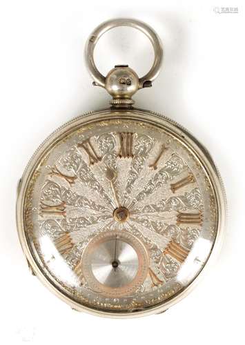 A 19TH CENTURY ENGLISH SILVER OPEN-FACED POCKET WATCH