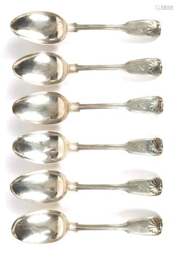 A SET OF SIX REGENCY SILVER TABLESPOONS BY PAUL STORR