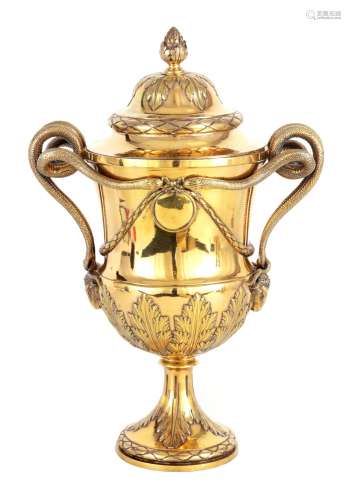 AN IMPRESSIVE GEORGE III NEO CLASSICAL SILVER GILT CUP AND C...