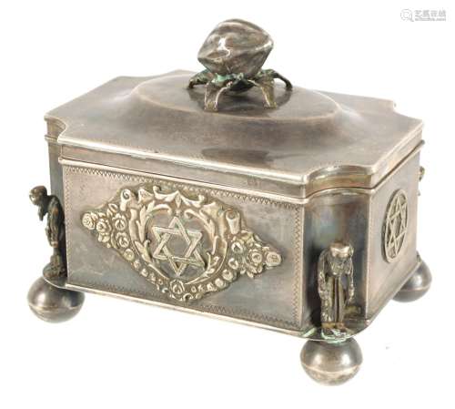A LATE 19TH CENTURY RUSSIAN SILVER BOX FOR THE JEWISH MARKET