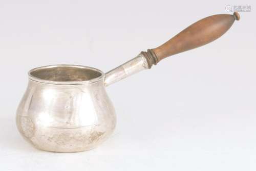 A GEORGE I SILVER BRANDY SAUCEPAN