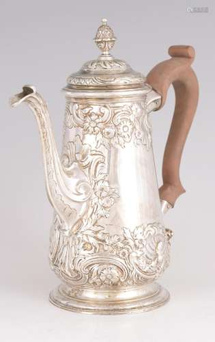 A GEORGE II SILVER COFFEE POT