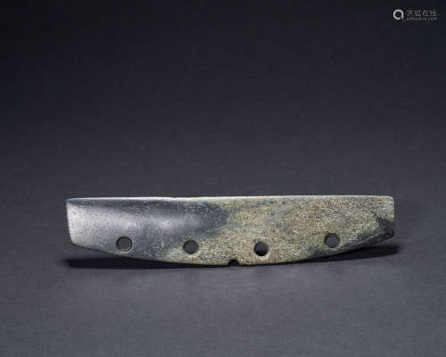 Ancient Chinese jade knife with four holes